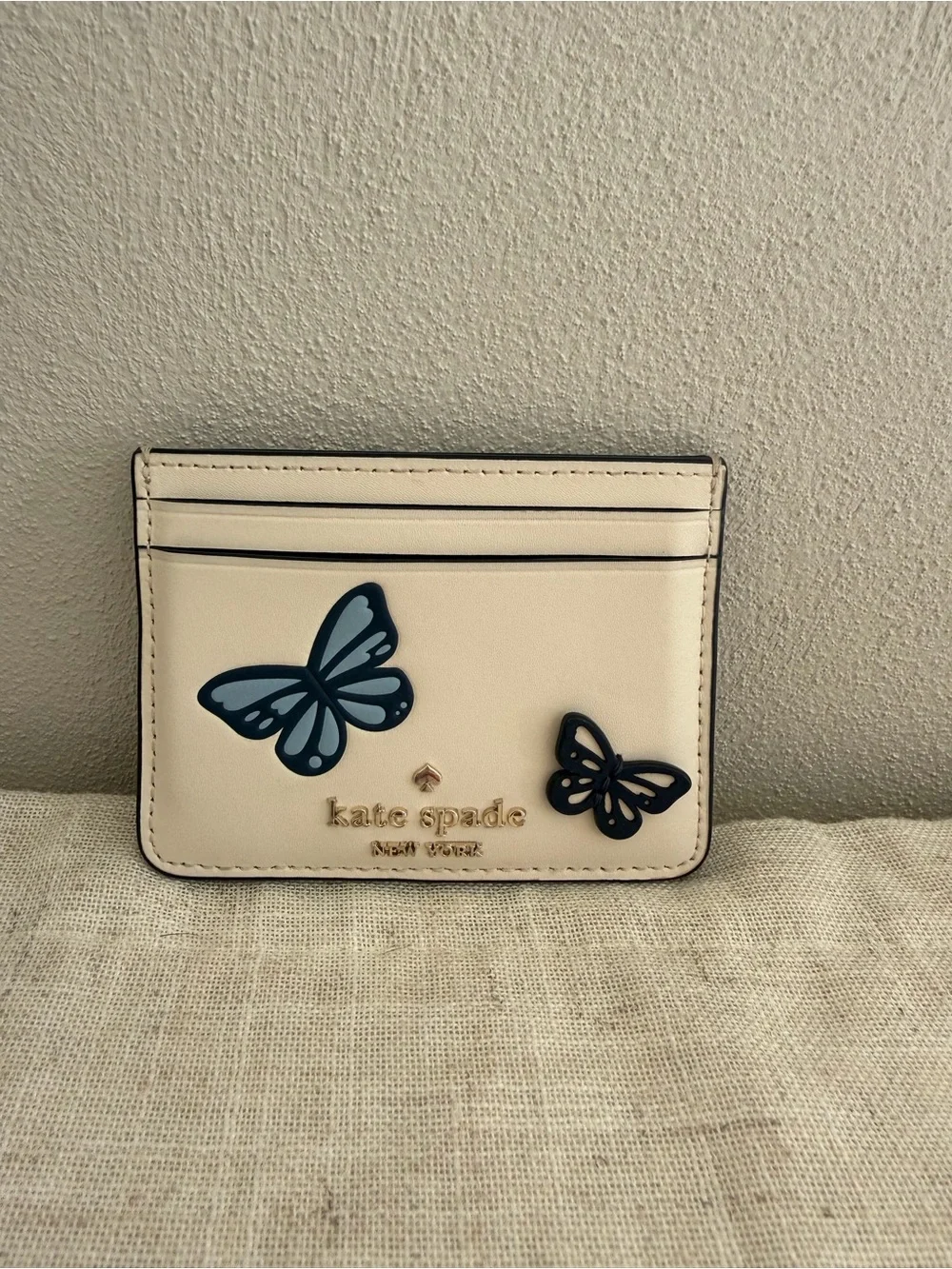 kate spade Fluttery Fly Butterfly Small Slim 3D Leather Card Holder
